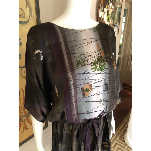 Silk Kaftan, Silk Dress, Silk Mini Dress, 90s Dress, Silk Cover Up | Medium - Picture 2 of 10